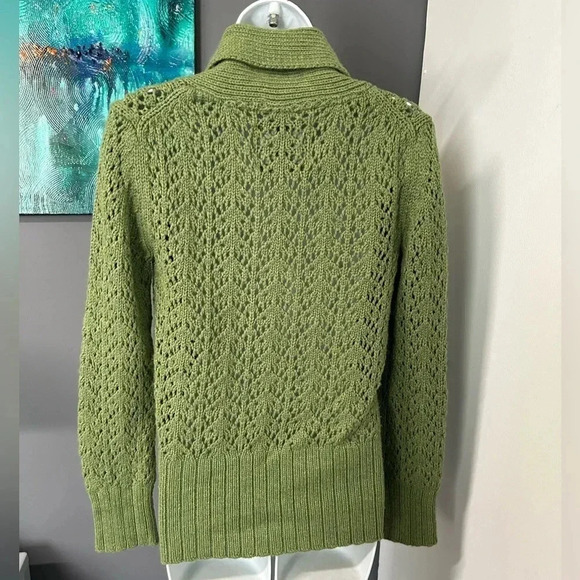 Women’s Medium Green Toggle Sweater Lambswool/Angora Rabbit Blend Luxury Cozy - Picture 8 of 14